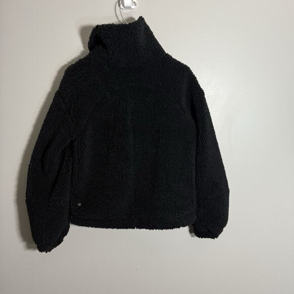 LULULEMON Women’s Black Cinchable Cropped Fleece Zip-Up Jacket Size 0 Fuzzy - Picture 9 of 9
